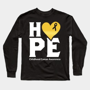 Hope For A Cure Childhood Cancer Awareness Support Childhood Cancer Warrior Gifts Long Sleeve T-Shirt